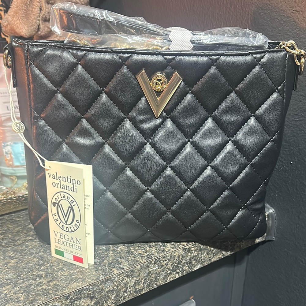 Valentino Orlandi Black Quilted Bag